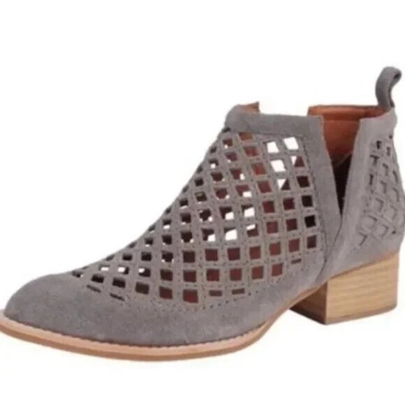 Jeffrey Campbell Taggart Boot Bootie Suede Gray Cut Out Pointed Western … - Picture 1 of 7